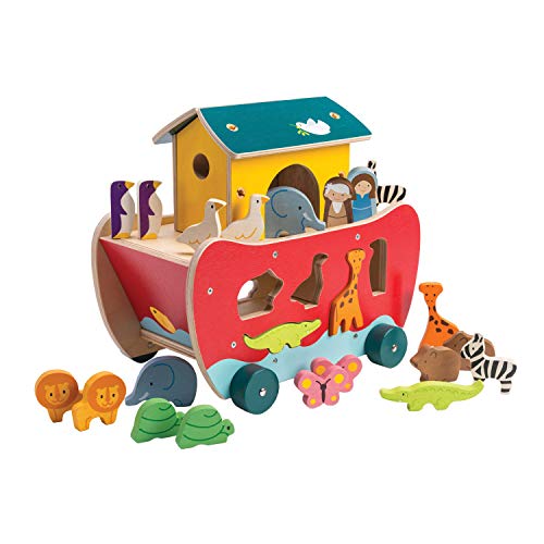 Tender Leaf Toys - Wooden Noah‚Äö√Ñ√∂‚àö√ë‚àö¬•s Ark Animal Shape Sorter Toy - Encourages Imaginative Play, Improves Recognition and Problem Solving Skills - 3 Years +