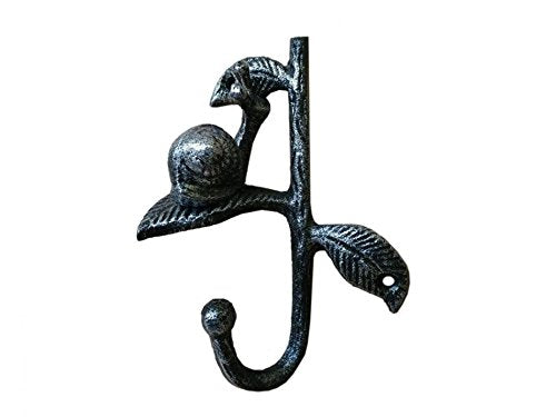 Hampton Nautical Rustic Silver Cast Iron Decorative Snail Hook 6" - Iron Hook - Snail Decor