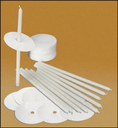 Creative Brands Church Service Ceremony Candlelight Vigil 8 1/2" H x 1/4" Dia Polar Candles with Paper Drip Protectors - 50 Per Box