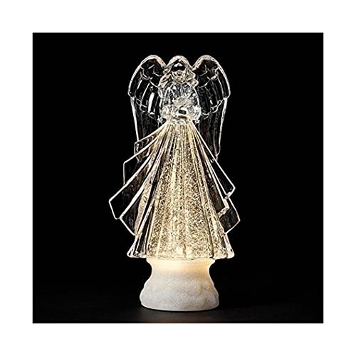 Roman 134905 LED Swirl Angel with Heart Figurine, 8.75-inch Height