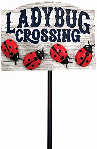 Spoontiques 21228 Ladybug Crossing Garden Stake, Multicolored