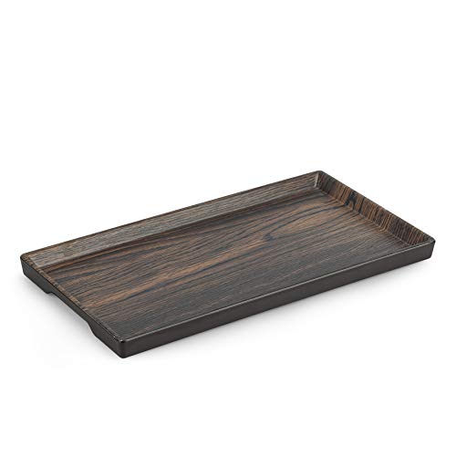 ComSaf Serving Tray with Handle 15 x 8 Inch (Set of 1), Serving Platters Rectangle Food Tray, Plastic Decorative Non-Slip Serve Tray for Kitchen, Restaurant, Café, Party, Buffet, Stackable