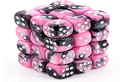 DND Dice Set-Chessex D&D Dice-12mm Gemini Black, Pink, and White Plastic Polyhedral Dice Set-Dungeons and Dragons Dice Includes 36 Dice – D6
