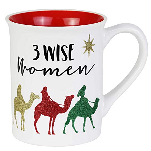 Enesco 6005079 Our Name is Mud Three Wise Woman Glitter Coffee Mug 16 Ounce Multicolor