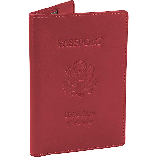 Royce Leather Passport Holder and Travel Document Organizer in Leather, Red 3, One Size