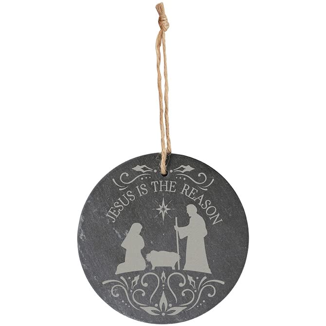 Carson Home Accents Jesus is The Reason Slate Ornament, 4-inch Diameter