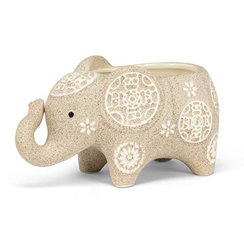 Abbott Collection 27-SAFARI-192 Elephant Shaped Planter-6.5" L, Beige