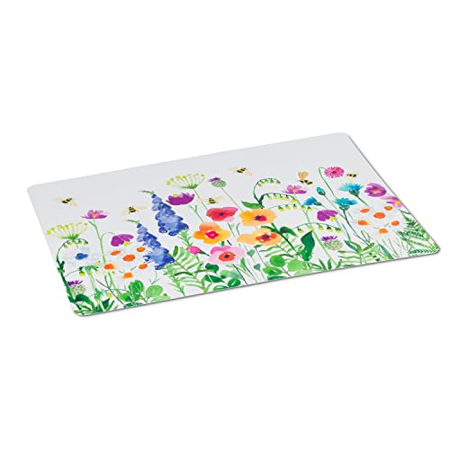 Abbott Collection 27-TABLEMAT-Garden Placemat-13x18 L, White/Multi