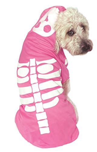Rubie's Glow-in-The-Dark Skeleton Hoodie Pet Costume, Pink, Medium