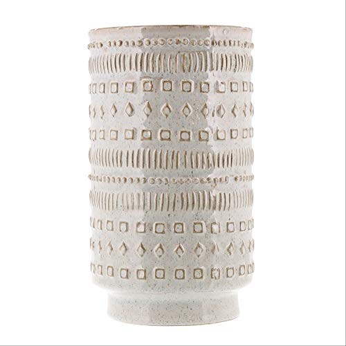 HomArt 7107-6 Peru Ceramic Vase, 10-inch Height, White