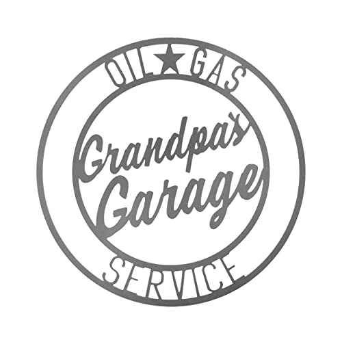 ROCC RUSTED ORANGE CRAFTWORKS CO. Vintage Circle Signs Grandpas Sign for men-Personalized garage decor -Garage Wall Decor-Custom garage signs for men vintage-Mancave garage sign-Metal garage signs