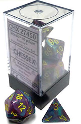 Chessex CHX27450 Dice-Festive Set, Mosaic/Yellow