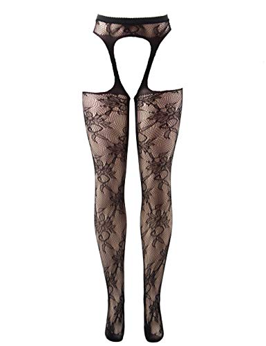 Comfy Hour Women's Sexy Flowers Fish Net Pantyhose Tights, Nylon and Spandex Black