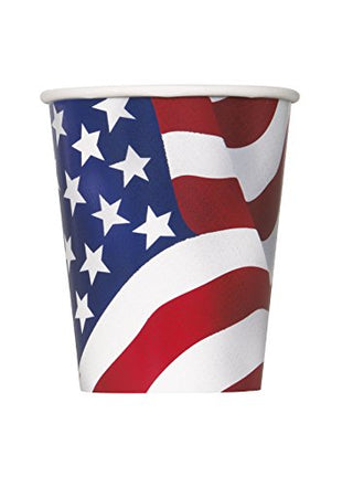 Unique Industries Unique US Patriotic Disposable Paper Cups, 9, Multicolor
