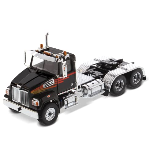 Diecast Masters Western Star 4700 SF Tandem Day Cab Tractor Metallic Black 1/50 Diecast Model