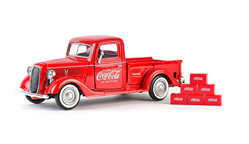 1937 Ford Pickup Truck Coca-Cola Red 6 Bottle Carton Accessories 1/24 Diecast Model Car Motorcity Classics 424065, Red