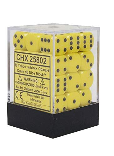Chessex CHX25802 Dice - Opaque: 36D6 Yellow/Black