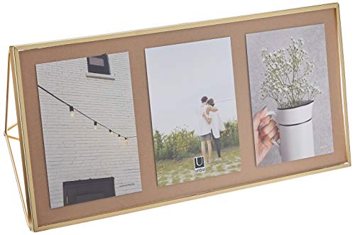 Umbra Prisma Multi Picture Frame Photo Display for Desk or Wall, Brass