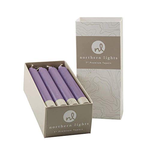 Northern Lights Candles Candlestick Set 7" Tapers 12 Pack (Lilac)