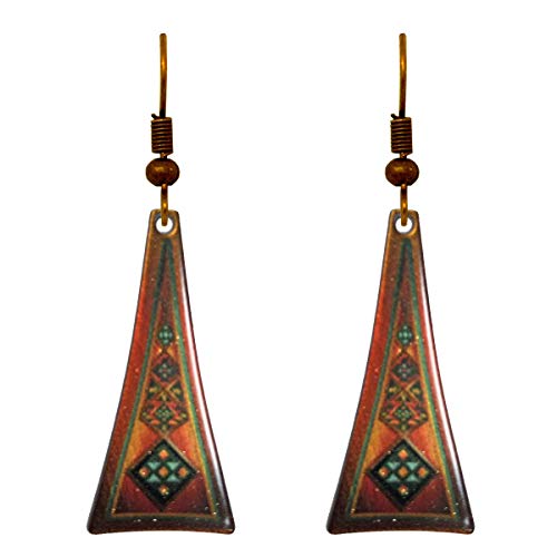 Southwest Design 2 Triangular Earrings, hang 2 inches; Made in U.S.A. by d&
