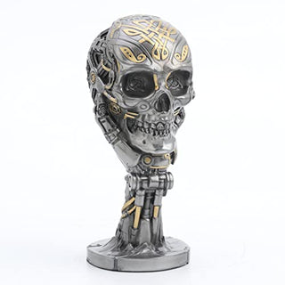 Unicorn Studio Veronese Design 7 1/8" Steampunk Thinker Statue Mechanical Skull Sculpture Metallic Finish