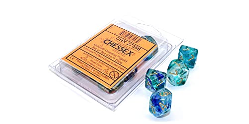 Chessex d10 Dice Set: Nebula Luminary - Oceanic w/Gold (10)