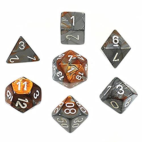 Chessex CHX26424 Dice-Gemini Copper-Steel/White Set