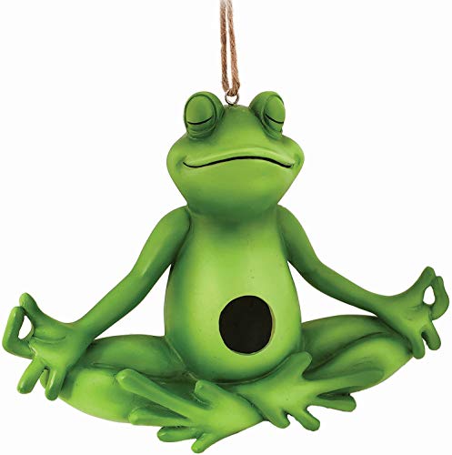 Spoontiques 10160 Yoga Frog Birdhouse, Green