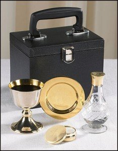 Christian Brands Chalice Paten Pyx Holy Water Bottle Carrying Case Minister Traveling Mass Kit