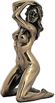 Unicorn Studio 7.13 Inch Nude Female Statue with Hands on Hair, Bronze Color