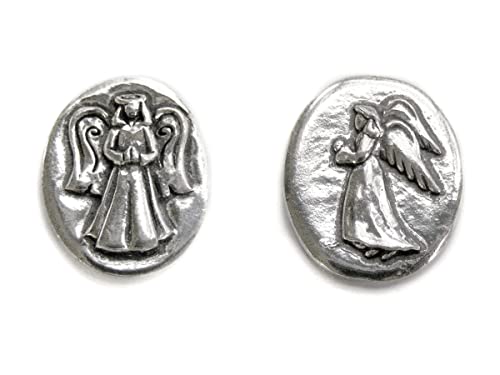 Basic Spirit Angel Pocket Token Coin -Handcrafted Pewter Gift for Coin Collecting with Inspirational Words(Faith/Protection) 2 Sets