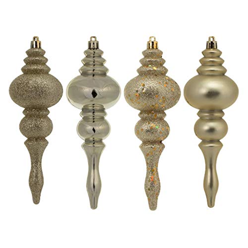Vickerman 397787-7" Champagne 4 Assorted Finish Finial Christmas Tree Ornament (8 pack) (N500238)8