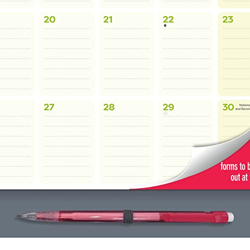Rediform Blueline Magnetic Monthly Calendar, 16 Months, September 2023 to December 2024, Fridgeplanner‚Ñ¢ with Memo Pad and Pencil
