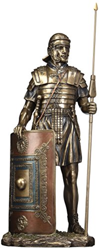 Unicorn Studio 14.38" Roman Soldier with Javelin and Shield Cold Cast Bronze Figurine