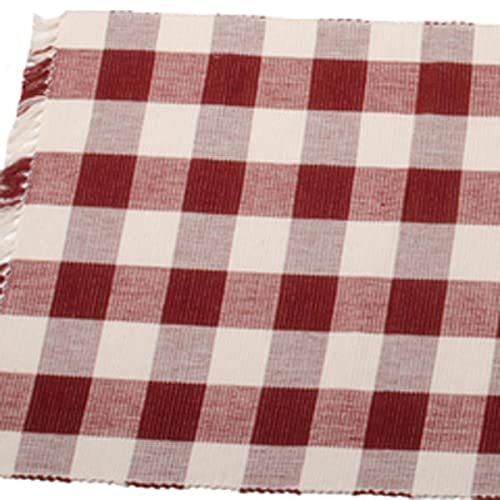 Home Collections by Raghu Buffalo Check 45" Table Runner Barn Red-Buttermilk