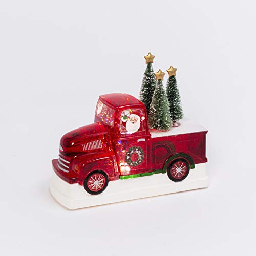 Gerson 2535490 B/O Spinning Water Globe Truck with Trees, 8.25" L