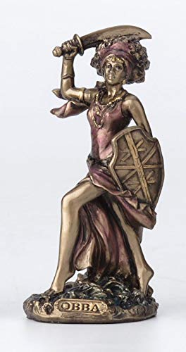 Unicorn Studio Veronese Design 3 3/4 Inch Obba Santeria Orisha God of Rivers Hand Painted Cast Resin Antique Bronze Finish Statue Home Decor