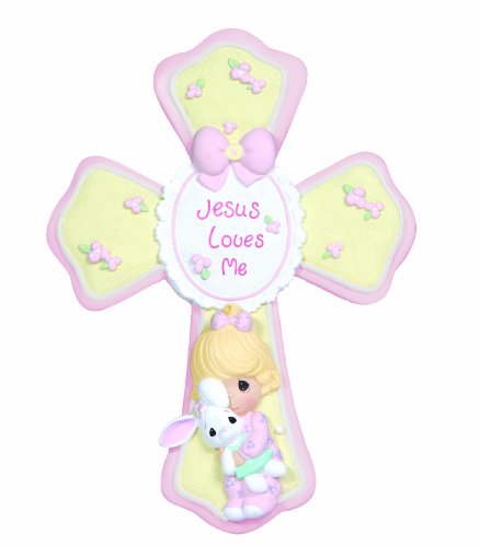 Precious Moments, Jesus Loves Me, Girl Resin Cross With Stand, 132402