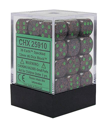 Chessex 25910 Speckled Earth Dice Block 6-Sided, Set of 36, 12mm