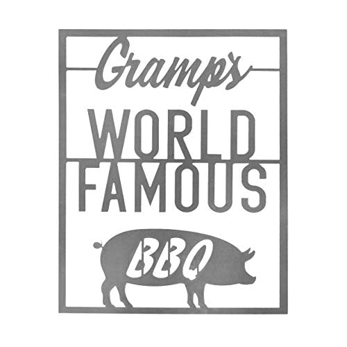 Rusted Orange Craftworks Rusted Orange Craftworks Co BBQ Sign | Personalized Outdoor Hanging World Famous Barbecue Signs - Kitchen, Patio or Garage - Gifts for The Home Cook… Chef (Gramp's World Famous BBQ)