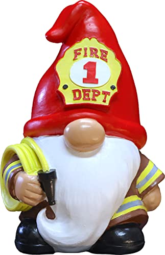 Spoontiques - Decorative Garden Statue - Colorful Home D√©cor for Indoor or Outdoor Use - Patio Decoration - Garden Accessory - Fireman Gnome