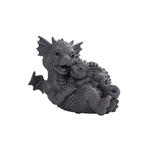 Pacific Trading Giftware PT Garden Dragon Family Mother and Baby Dragon Garden Display Decorative Accent Sculpture Stone Finish 10 Inch Tall