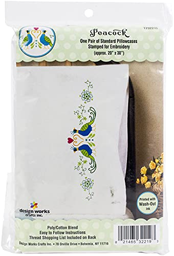 Tobin Design Works Crafts Stamped Pillowcases for Embroidery-Set of 2, Various