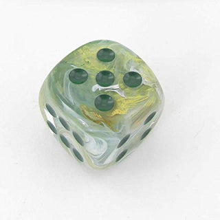 Green Marbleized Die with Dark Green Pips D6 30mm (1.18in) Pack of 1 Chessex
