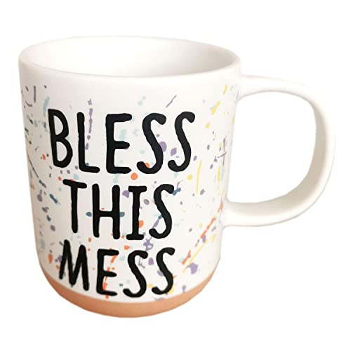 Enesco Our Name Is Mud Bless This Mess Splatter Mug, 3.94in H