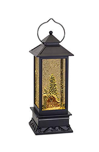 Melrose Lantern Snow Globe with Barn 10.5 Inches High Plastic