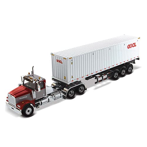Diecast Masters Western Star 4900 SF Day Cab Tandem Tractor in Maroon and Gray with OOCL 40&