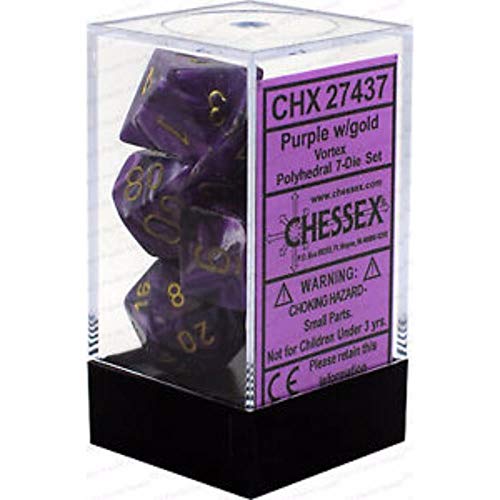 Chessex CHX27437 Dice-Vortex Purple/Gold Set, Multicolor