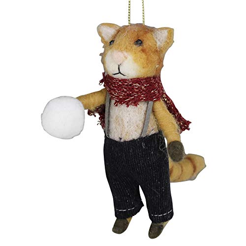 HomArt 0415-30 Cat Throwing Snowball Ornament, 5-inch Height, Felt