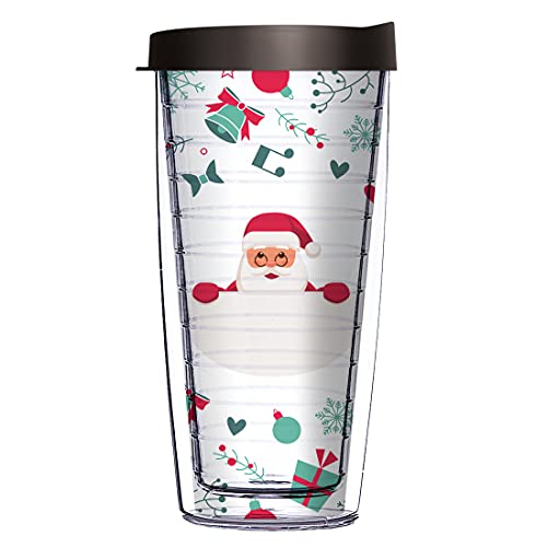 Comfy Hour Christmas Santa Holiday Design 16 oz Clear Tumbler with Black Lid